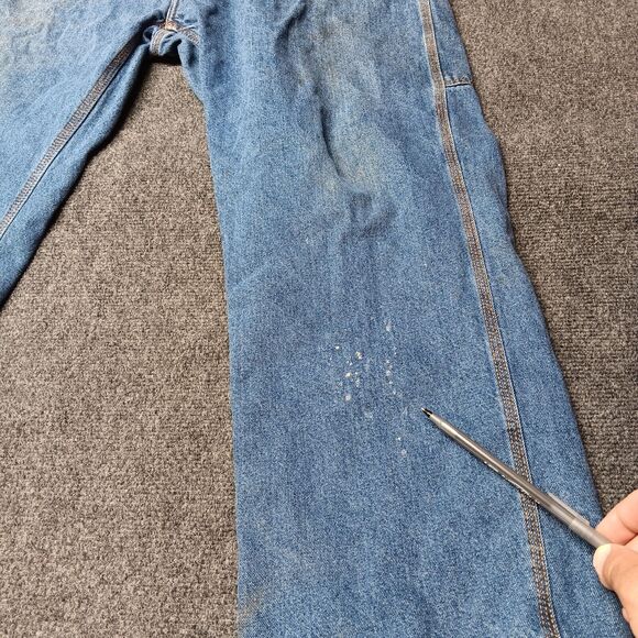 Berne Carpenter Jeans Men 42x30 Blue Flannel Lined Workwear Pants - Picture 4 of 13